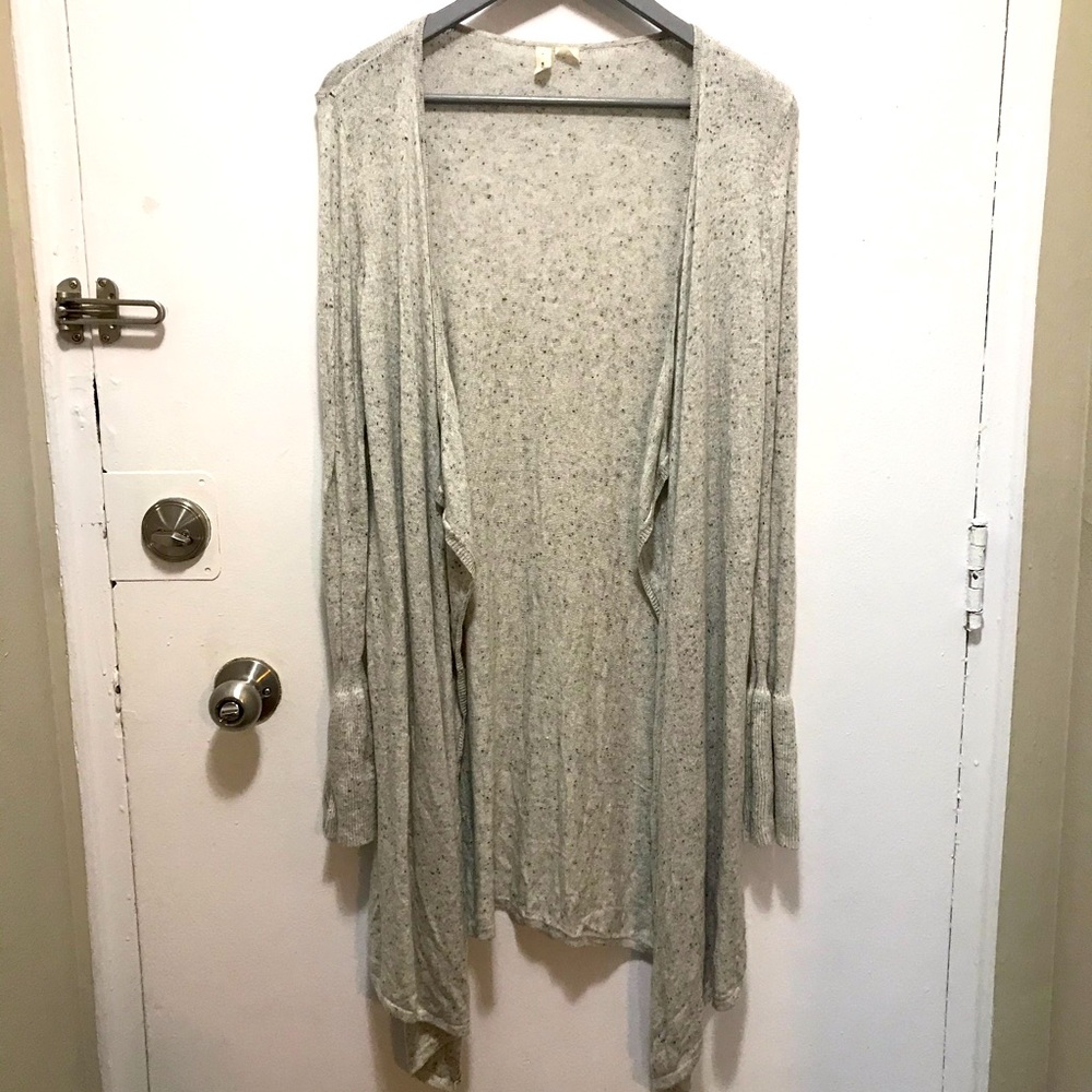 Moth by Antropologie lyra bell sleeve waterfall cardigan sweater gray sm…